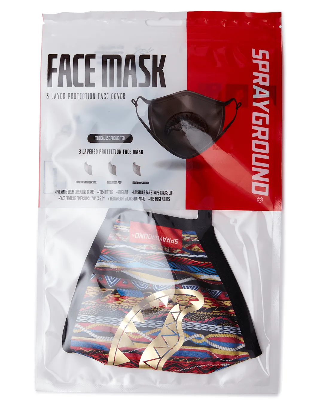 1994 GOLD METALLIC SHARK POLYESTER FACE MASK