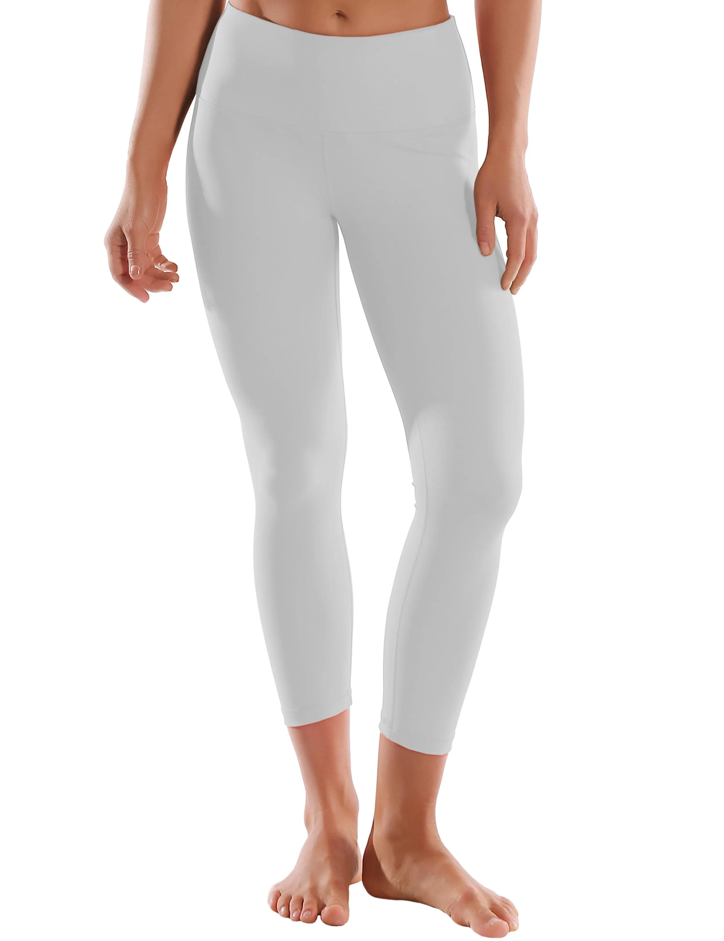 22 High Waist Crop Tight Capris lightgray ins_yogastudio