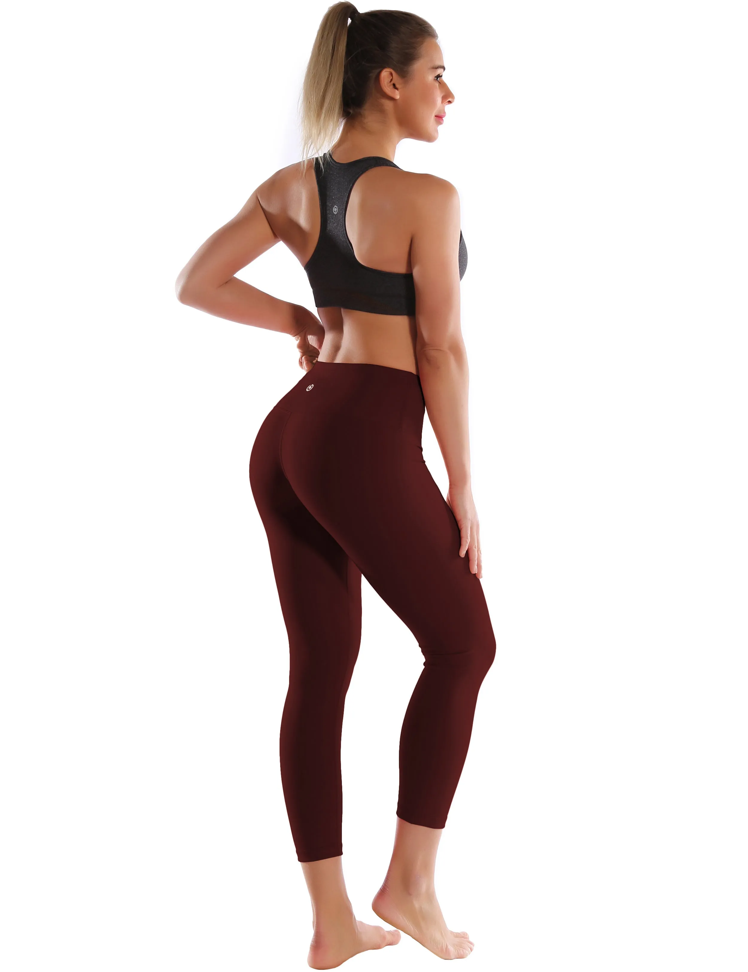 22 High Waist Crop Tight Capris mahoganymaroon_yogastudio