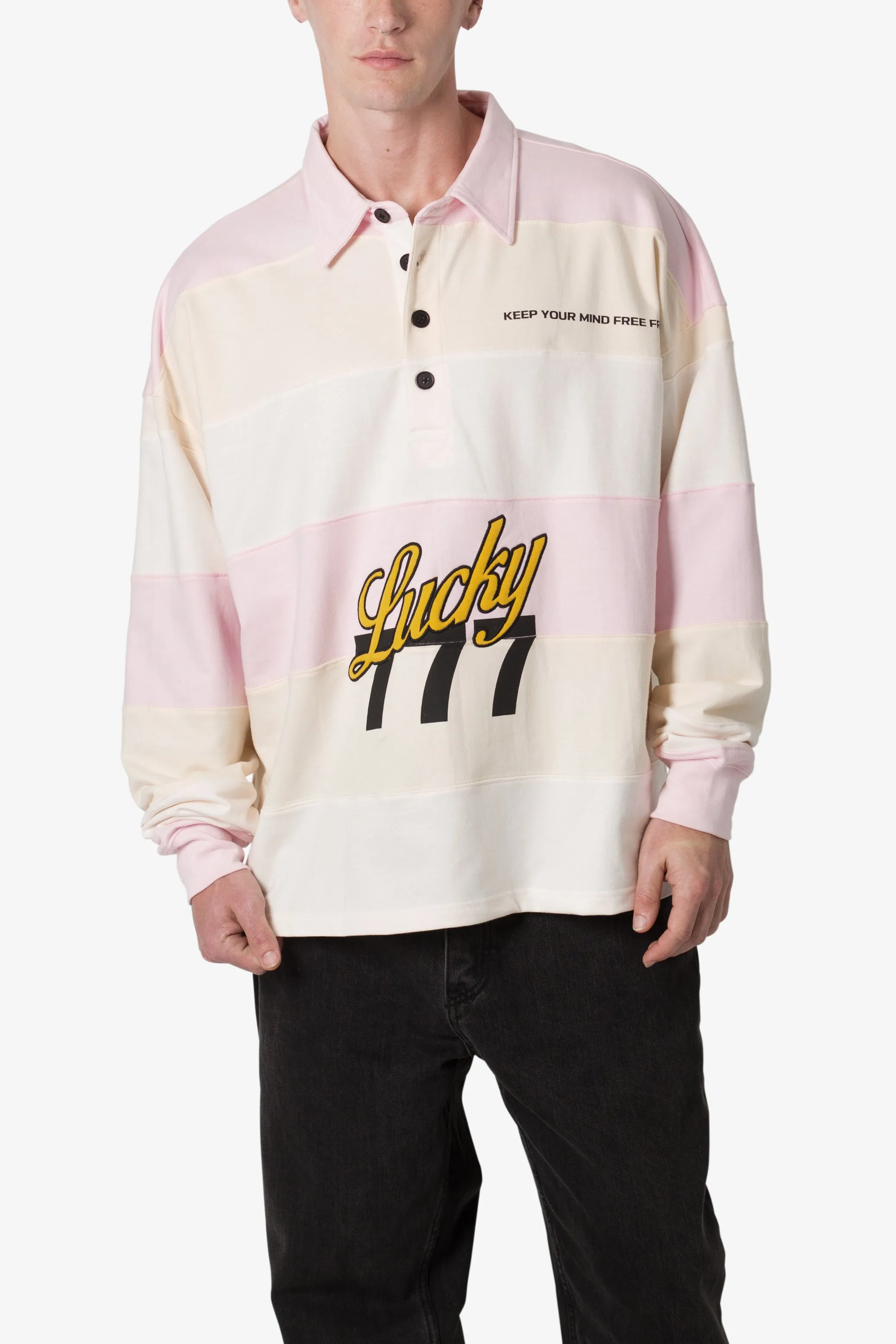 777 Lucky Striped Rugby - Peach