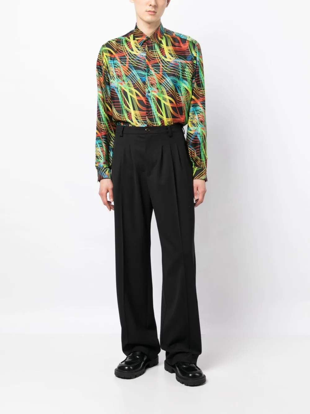 Abstract-Pattern Silk Shirt