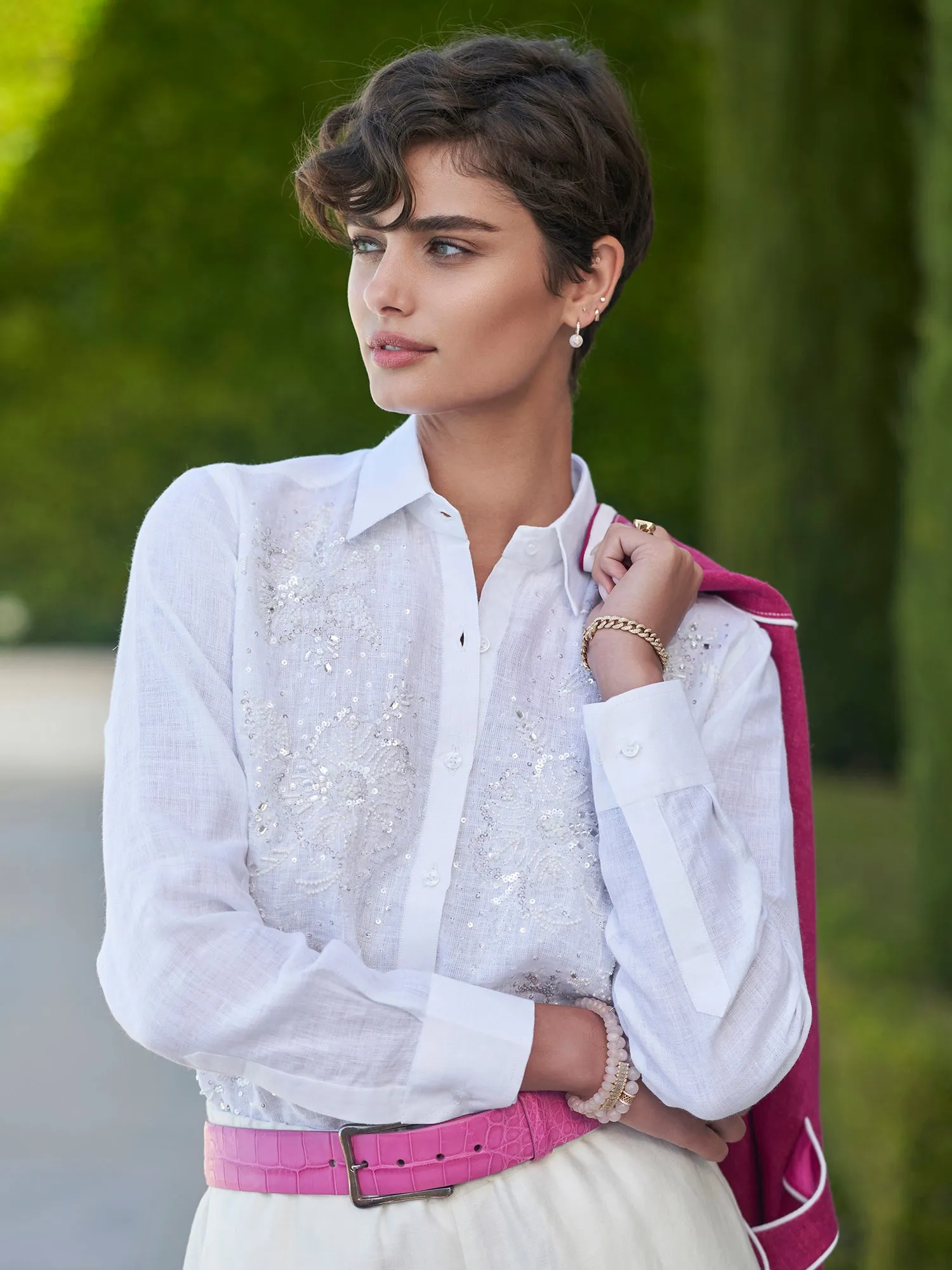 Agatha Beaded Linen Shirt