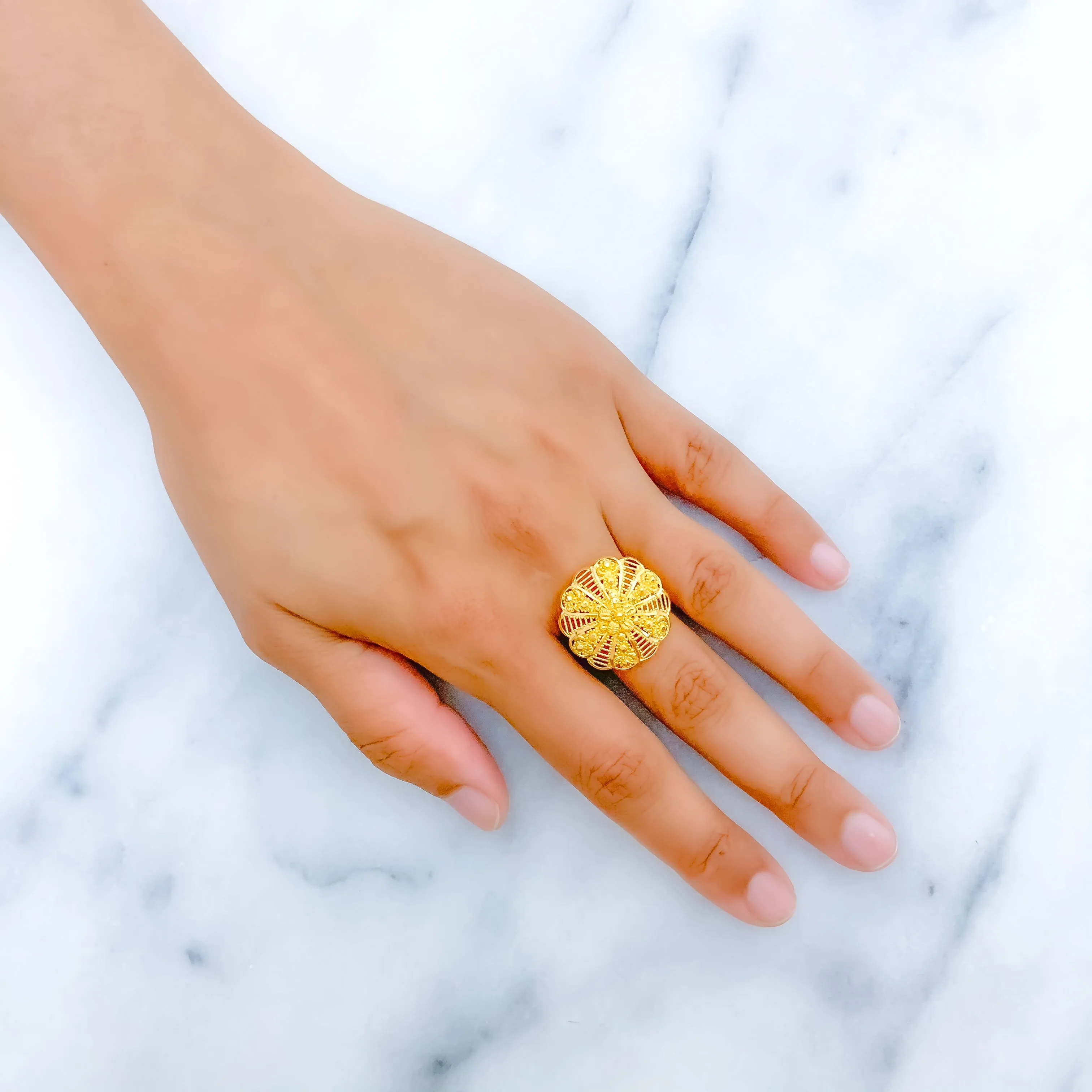 Alternating Striped Flower Ring