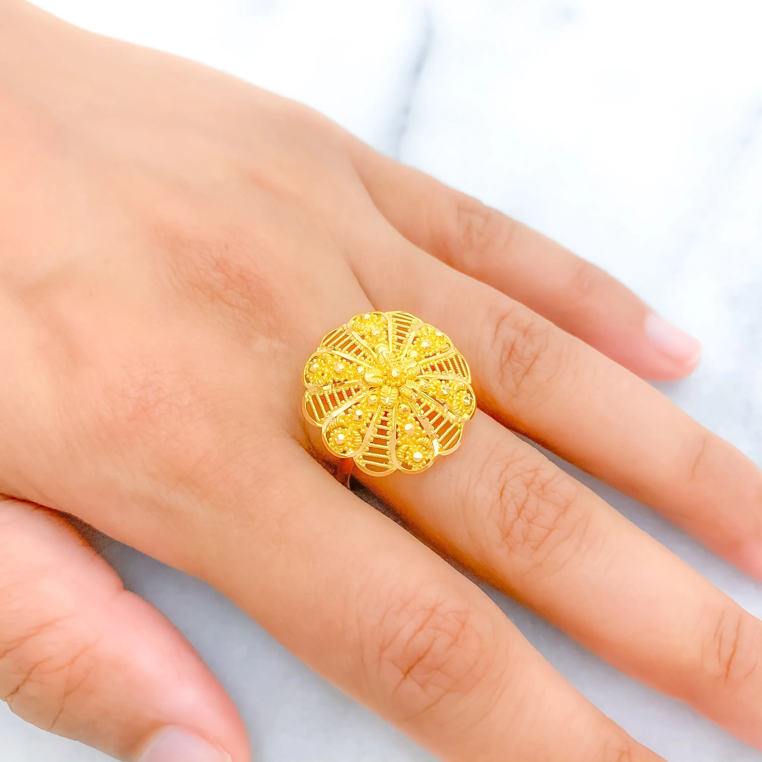 Alternating Striped Flower Ring