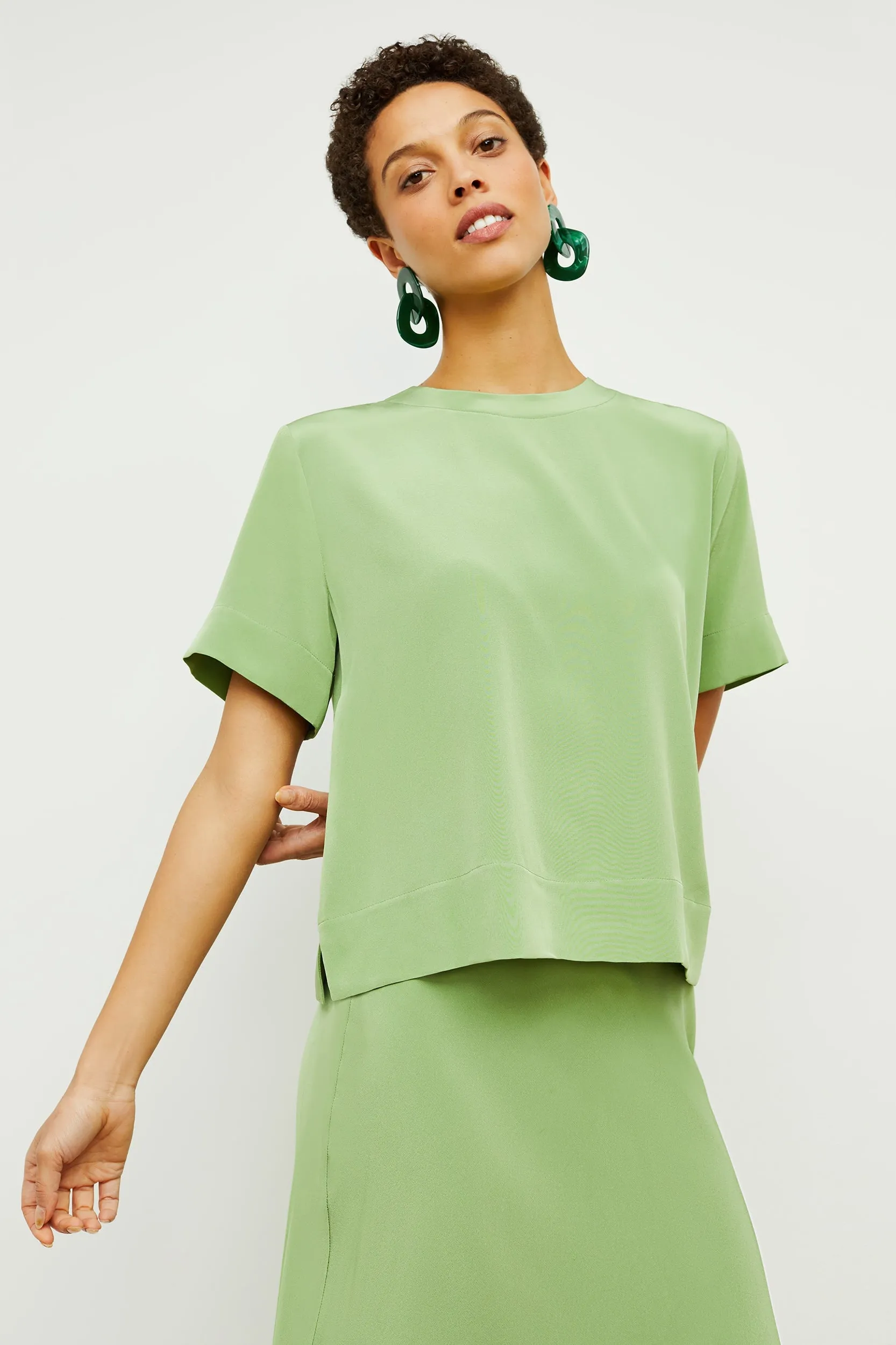 Annika Tee - Washable Silk :: Cactus