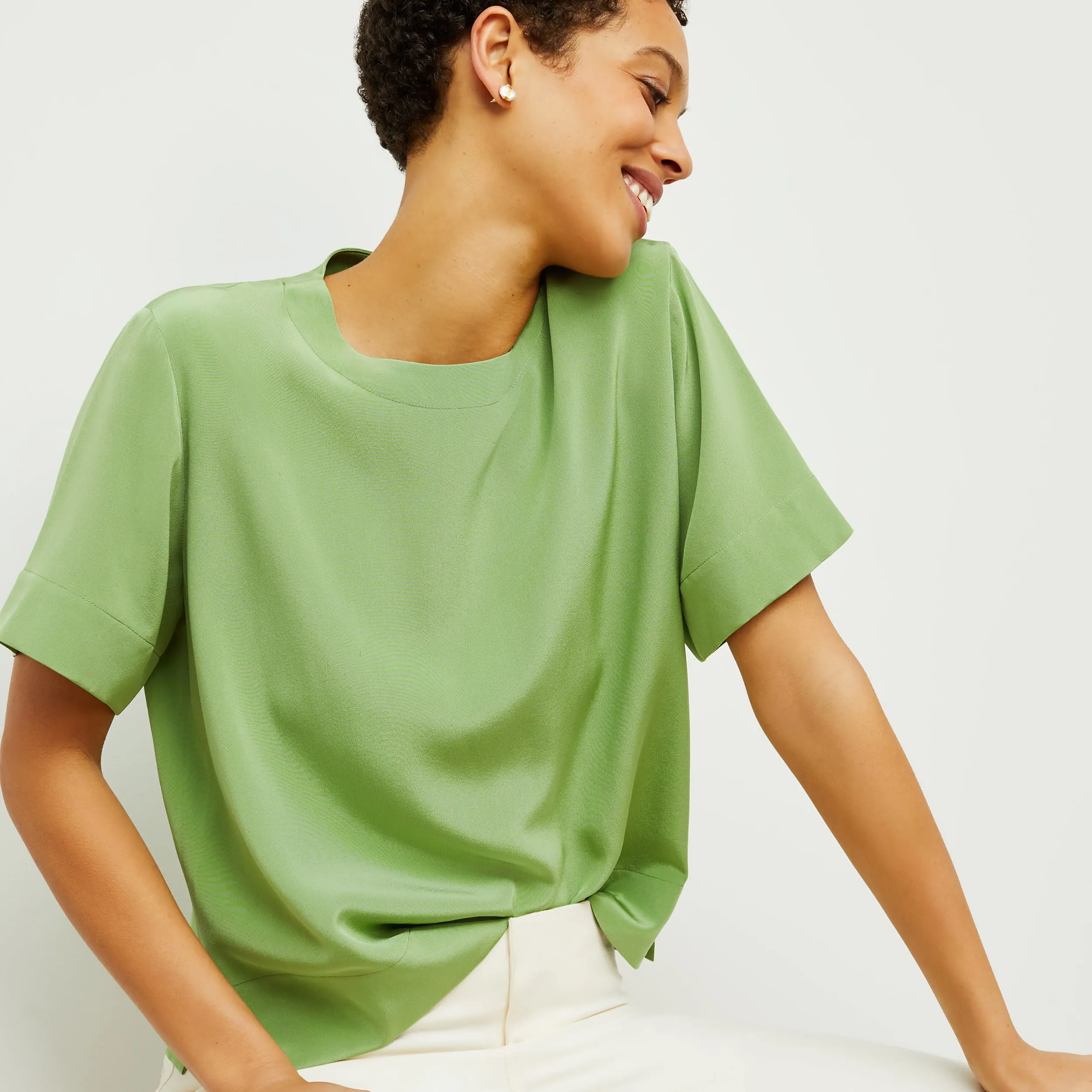 Annika Tee - Washable Silk :: Cactus