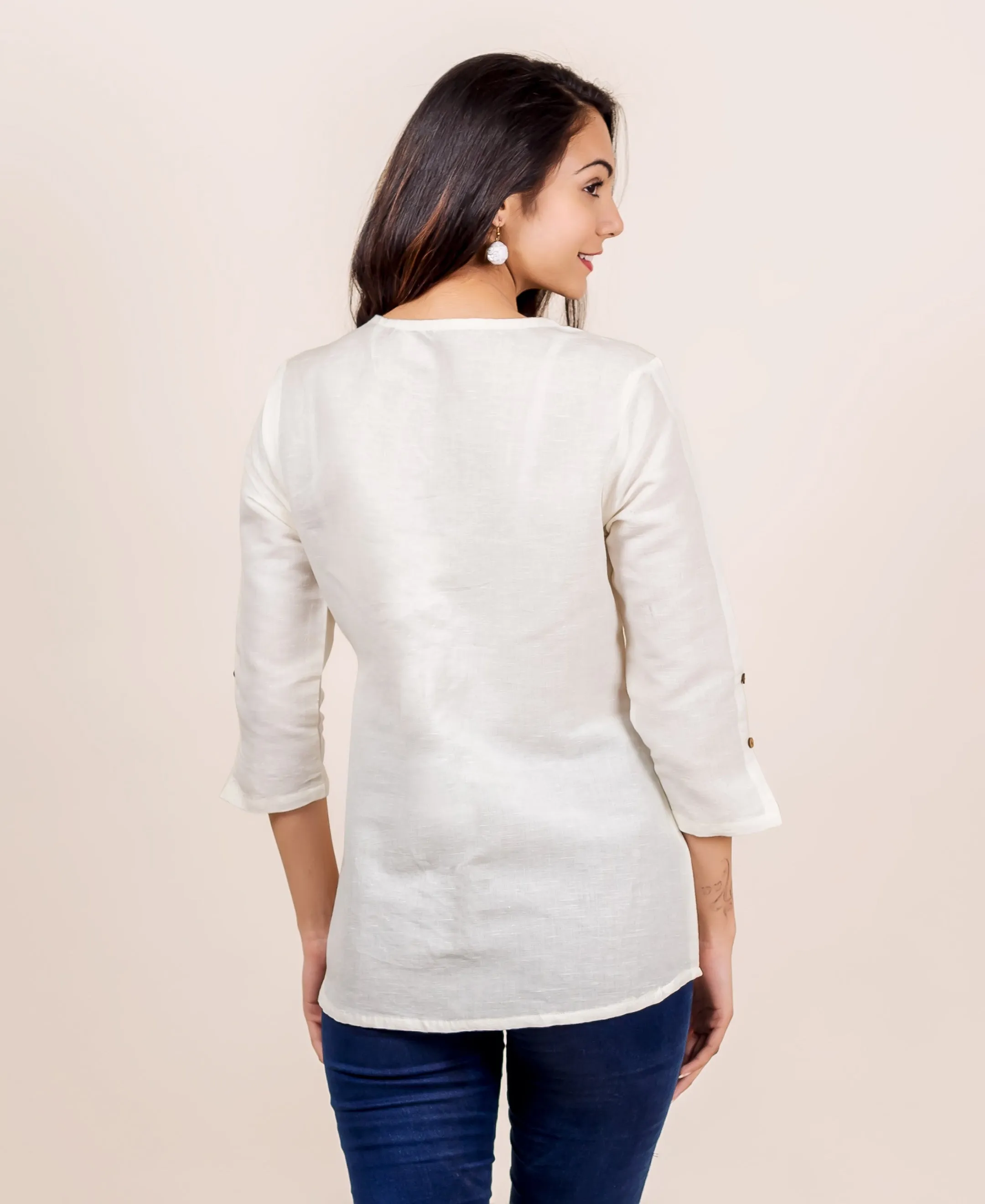 Antique White Linen Top