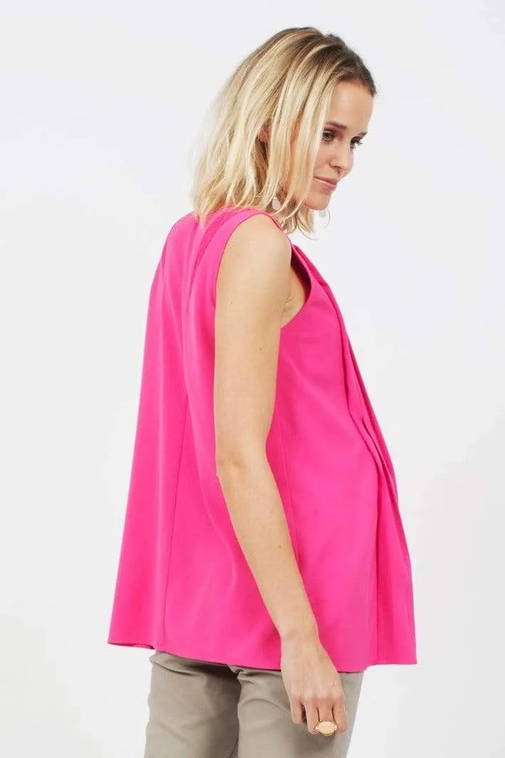 Antonia Pleat Sleeveless Top Fuchsia