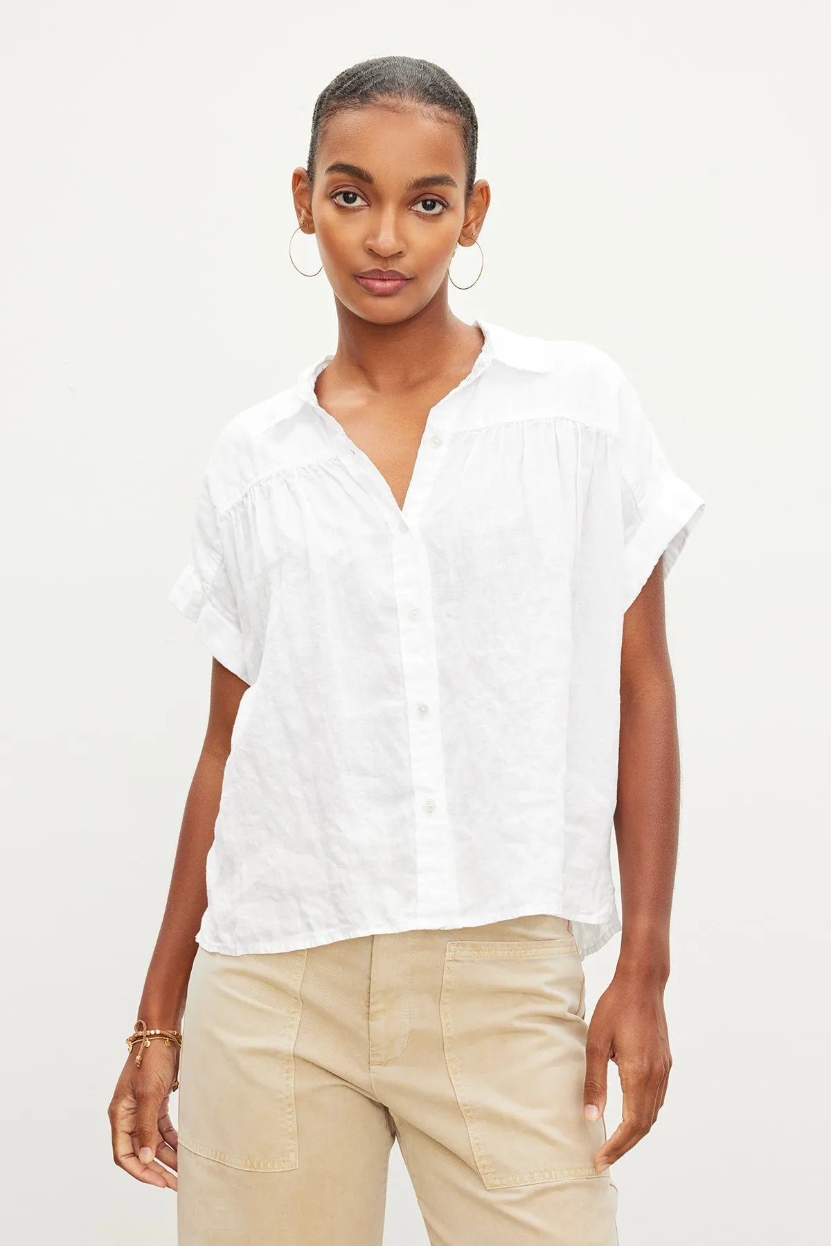 ARIA LINEN BUTTON FRONT TOP