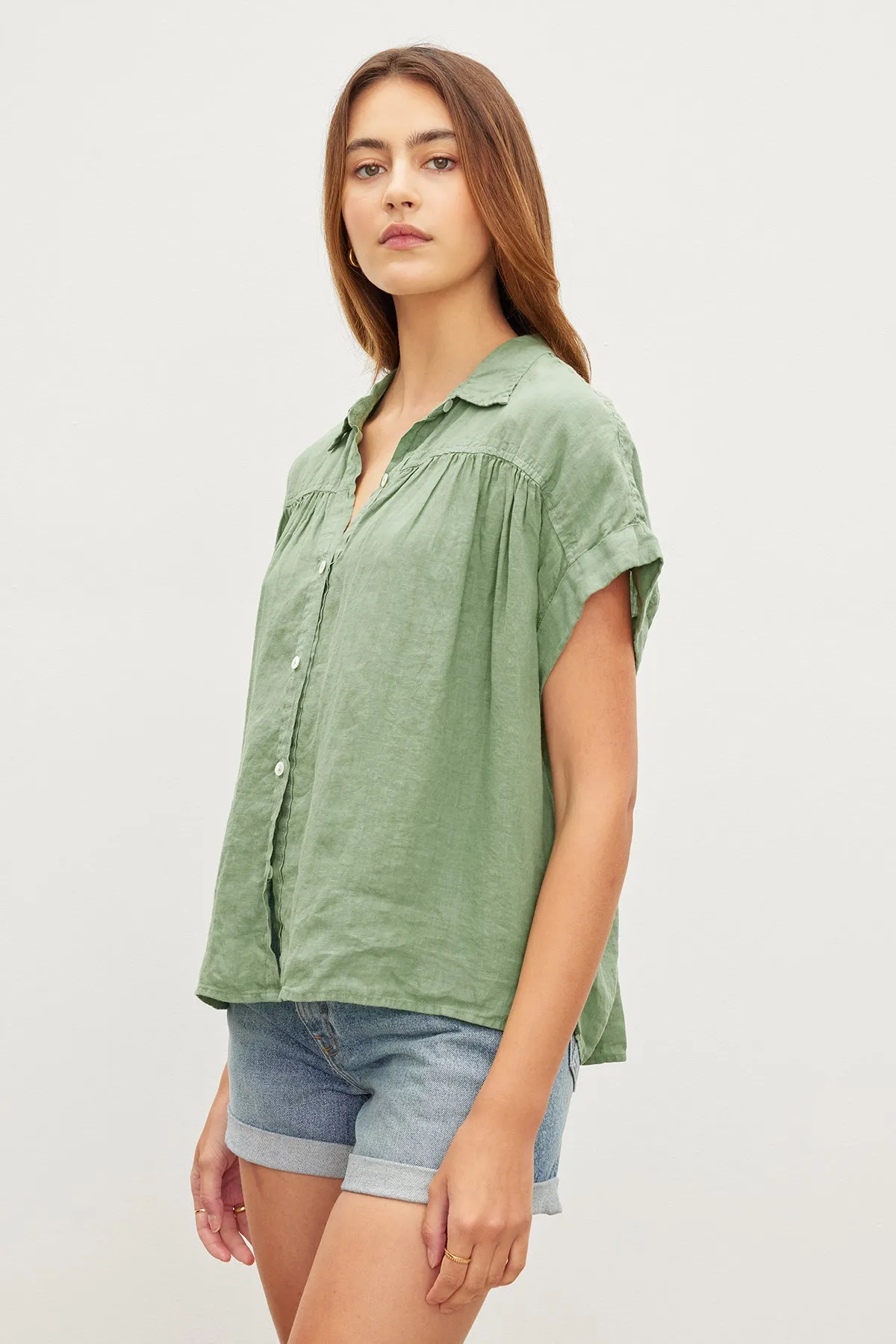 ARIA LINEN BUTTON FRONT TOP