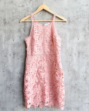 Ashlyn Sleeveless Lace Bodycon Dress in Rose