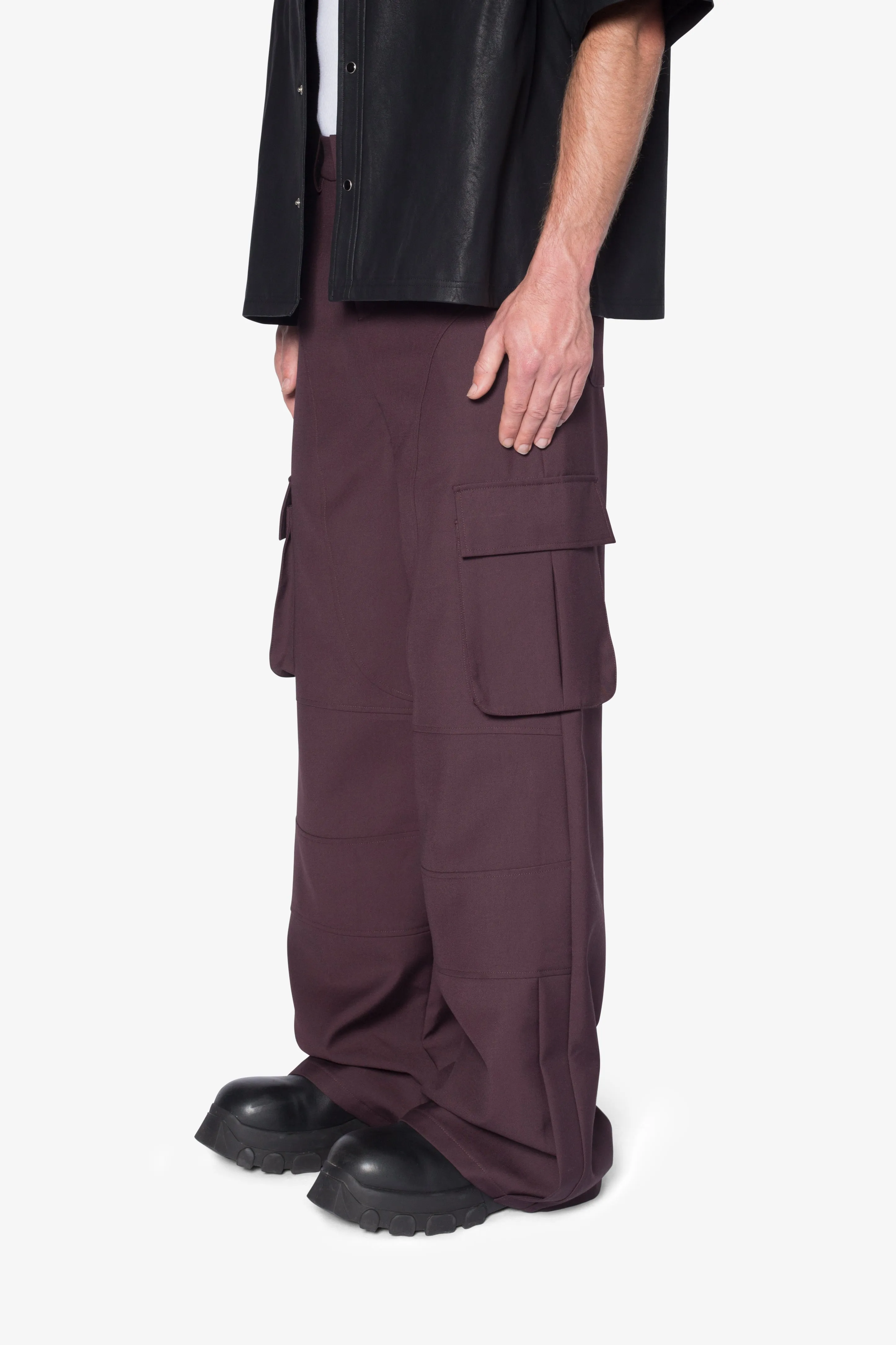 Baggy Cargo Trouser Pants - Burgundy