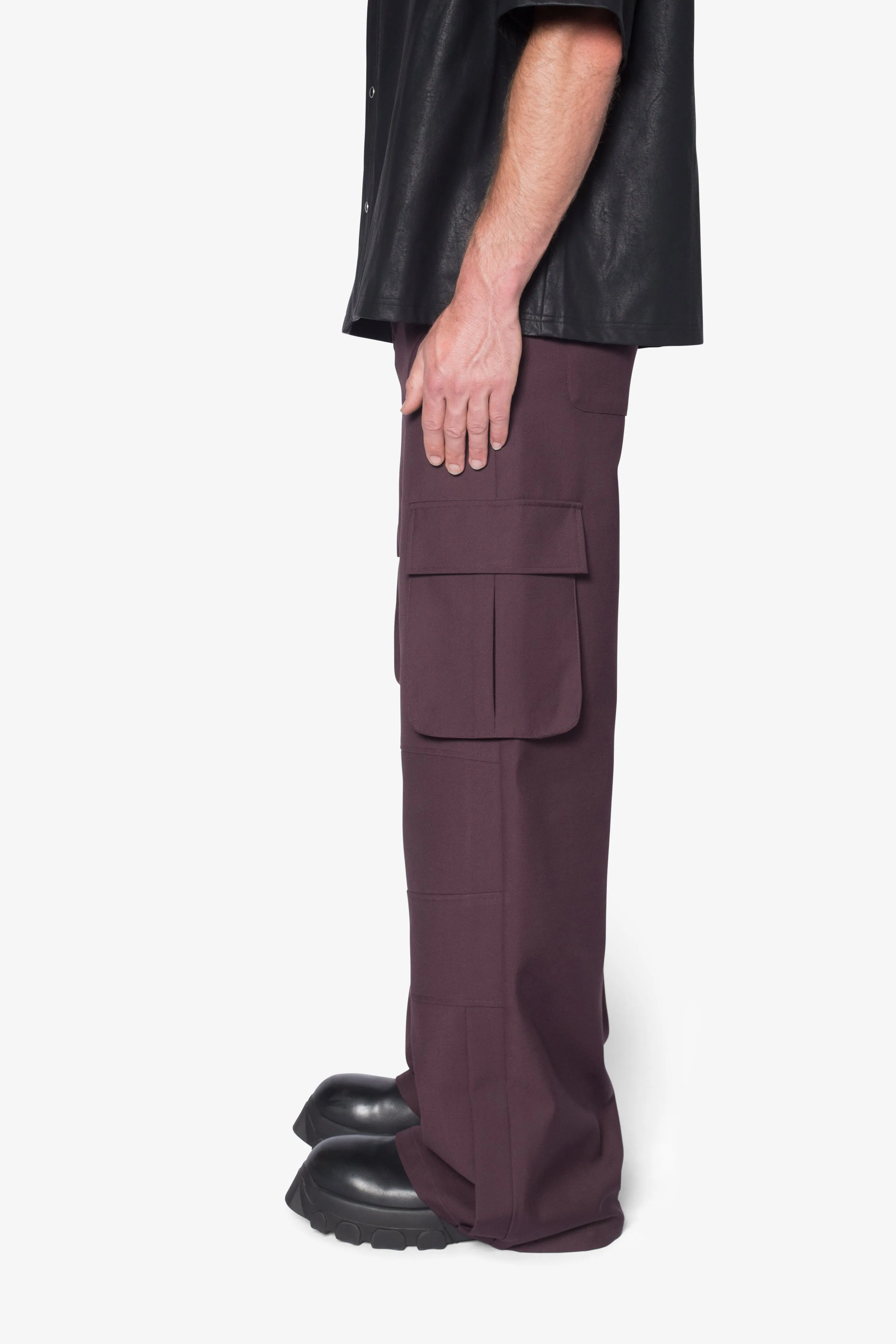 Baggy Cargo Trouser Pants - Burgundy