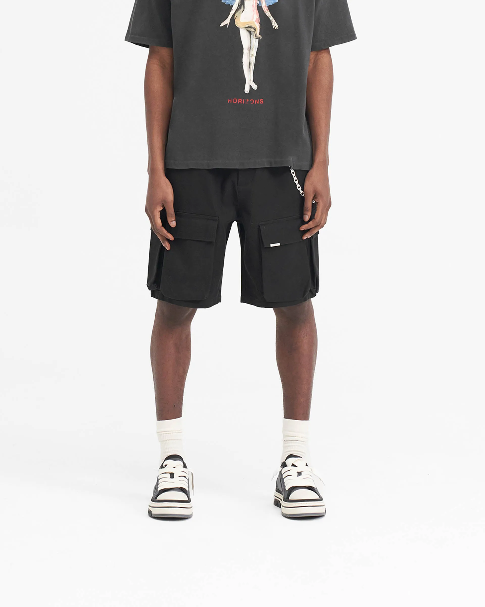 Baggy Cotton Cargo Short - Black