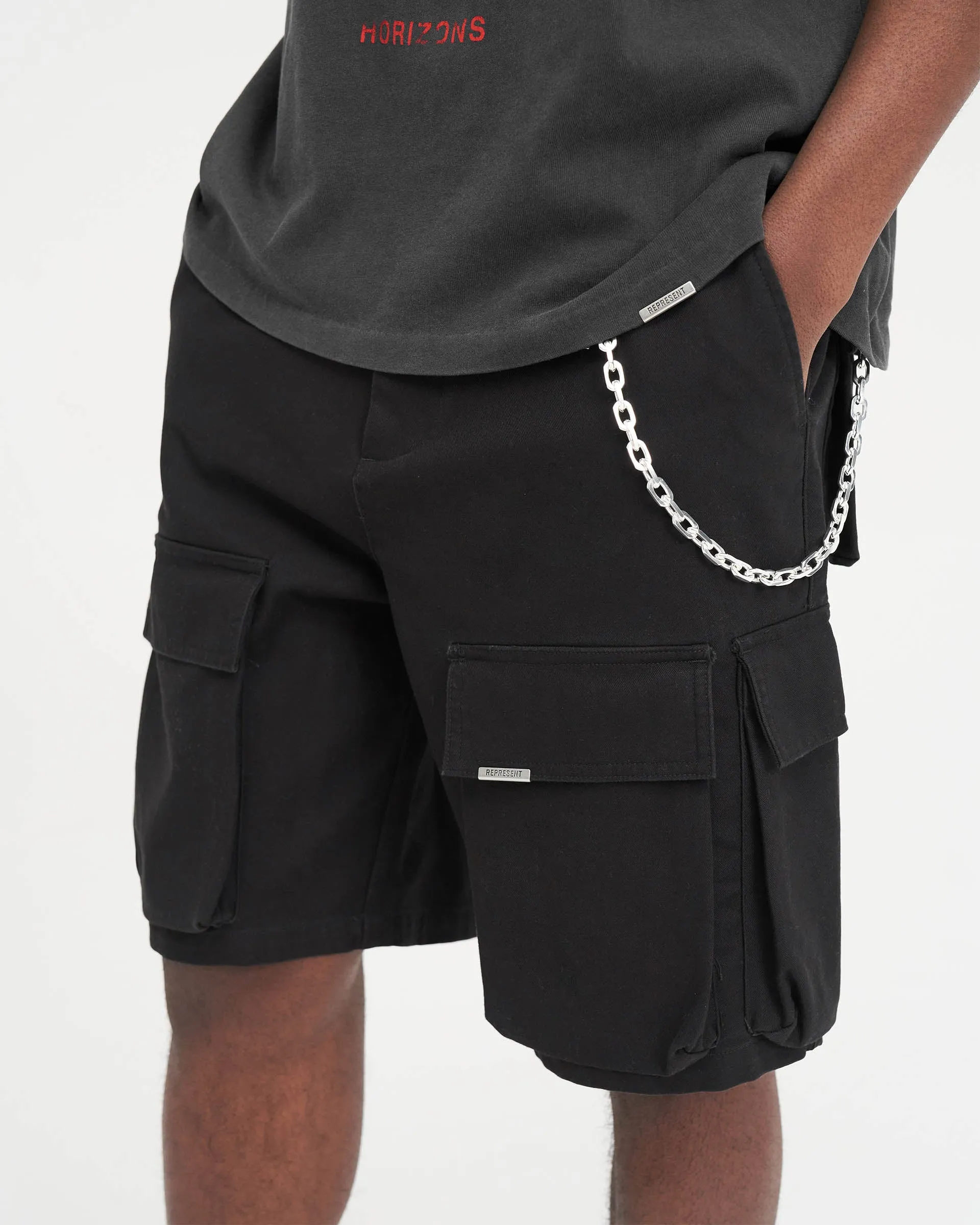 Baggy Cotton Cargo Short - Black