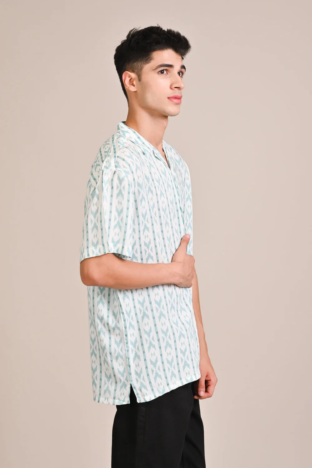 BAGGY FIT RESORT COLLAR PRINTED SHIRT