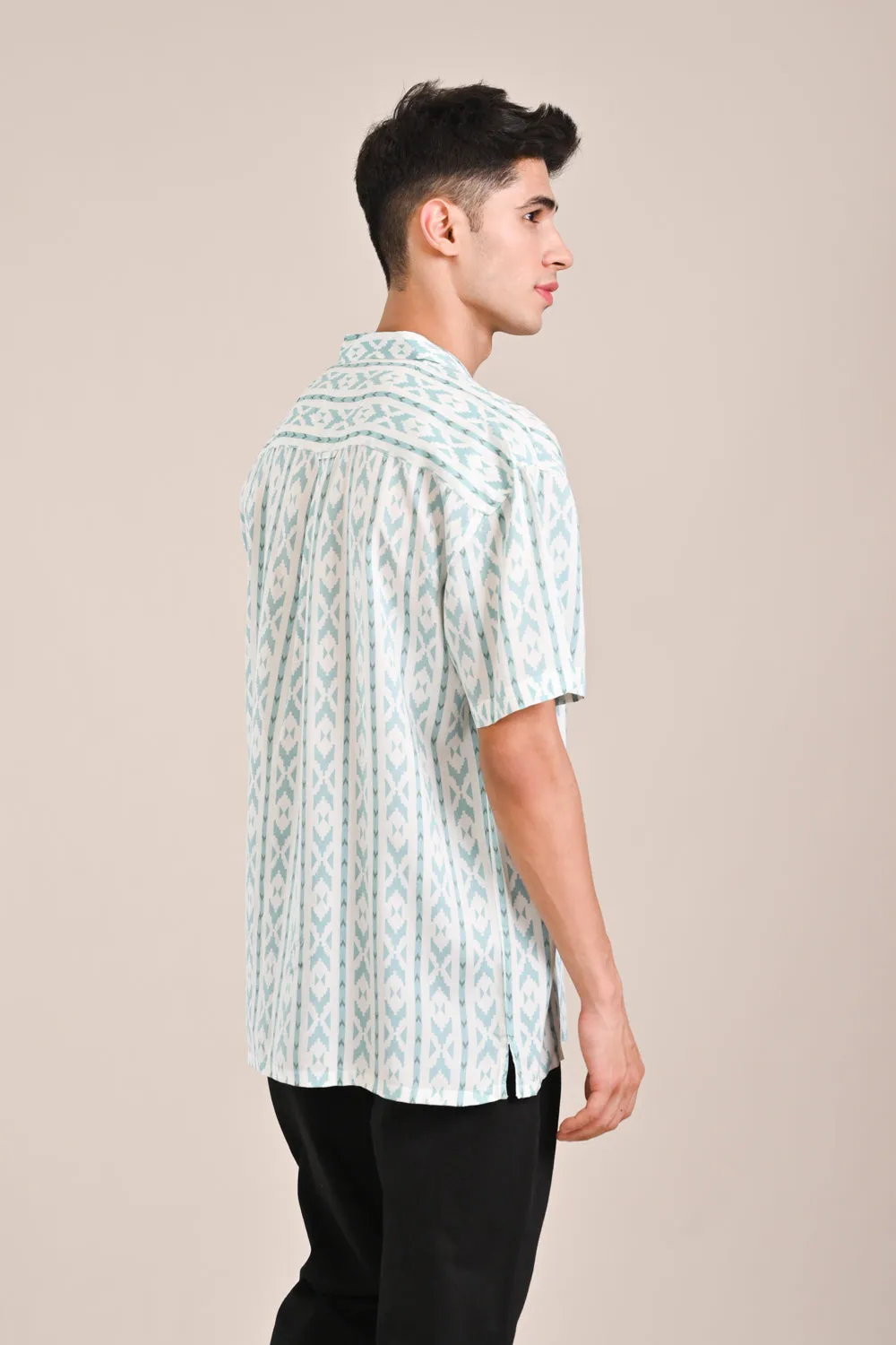 BAGGY FIT RESORT COLLAR PRINTED SHIRT