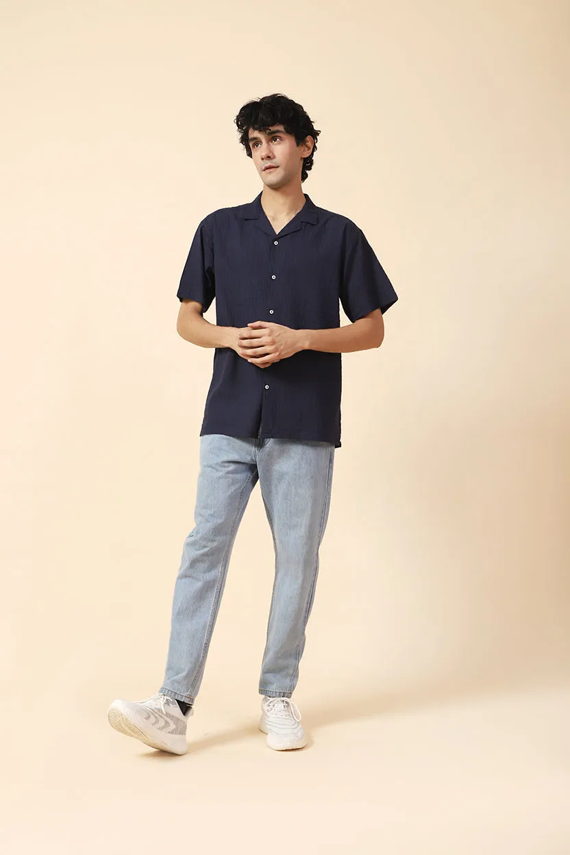 BAGGY FIT RESORT COLLAR SEERSUCKER SHIRT