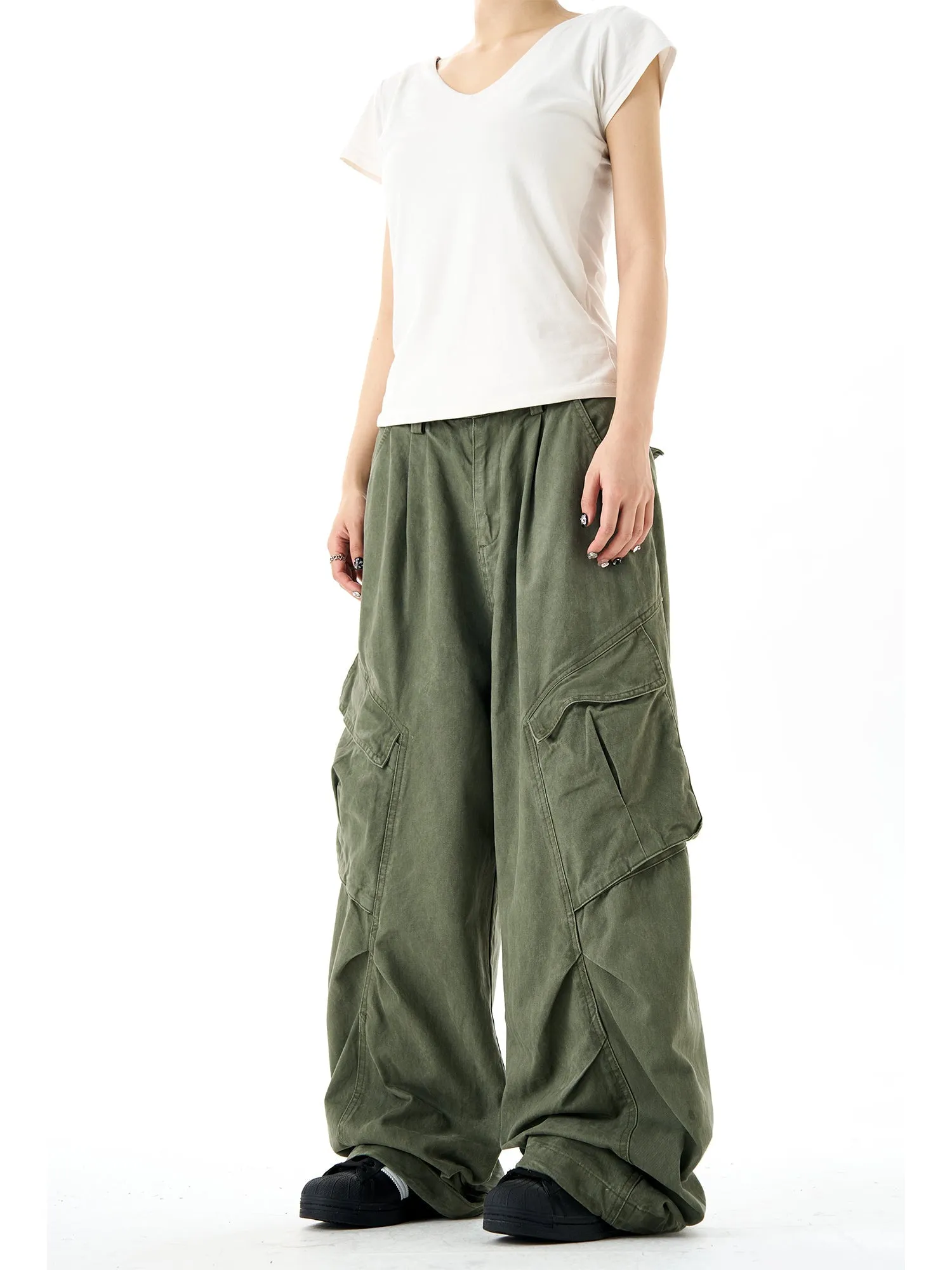 Baggy Pleats Cargo Pants