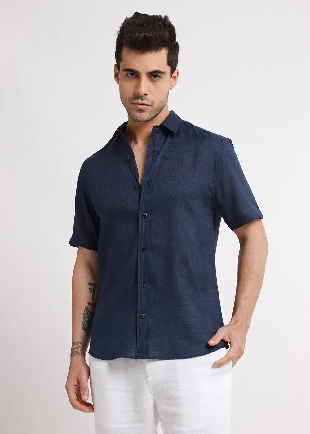 Batiste Dark Blue Linen shirt