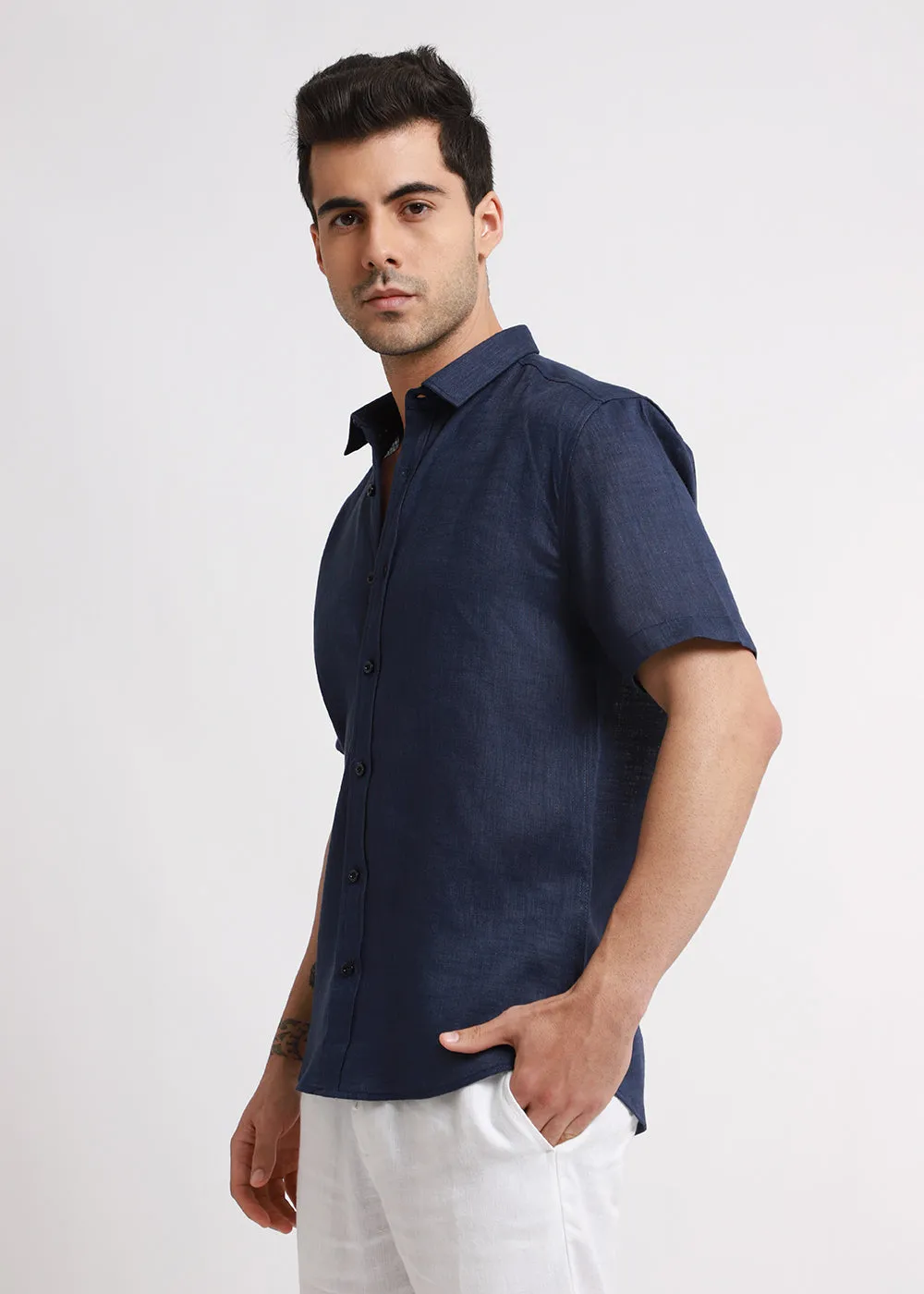 Batiste Dark Blue Linen shirt