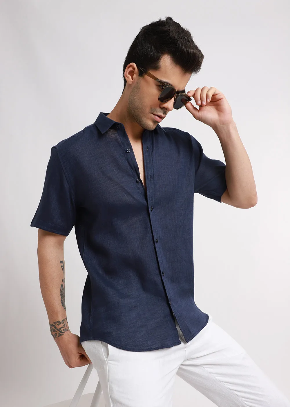 Batiste Dark Blue Linen shirt