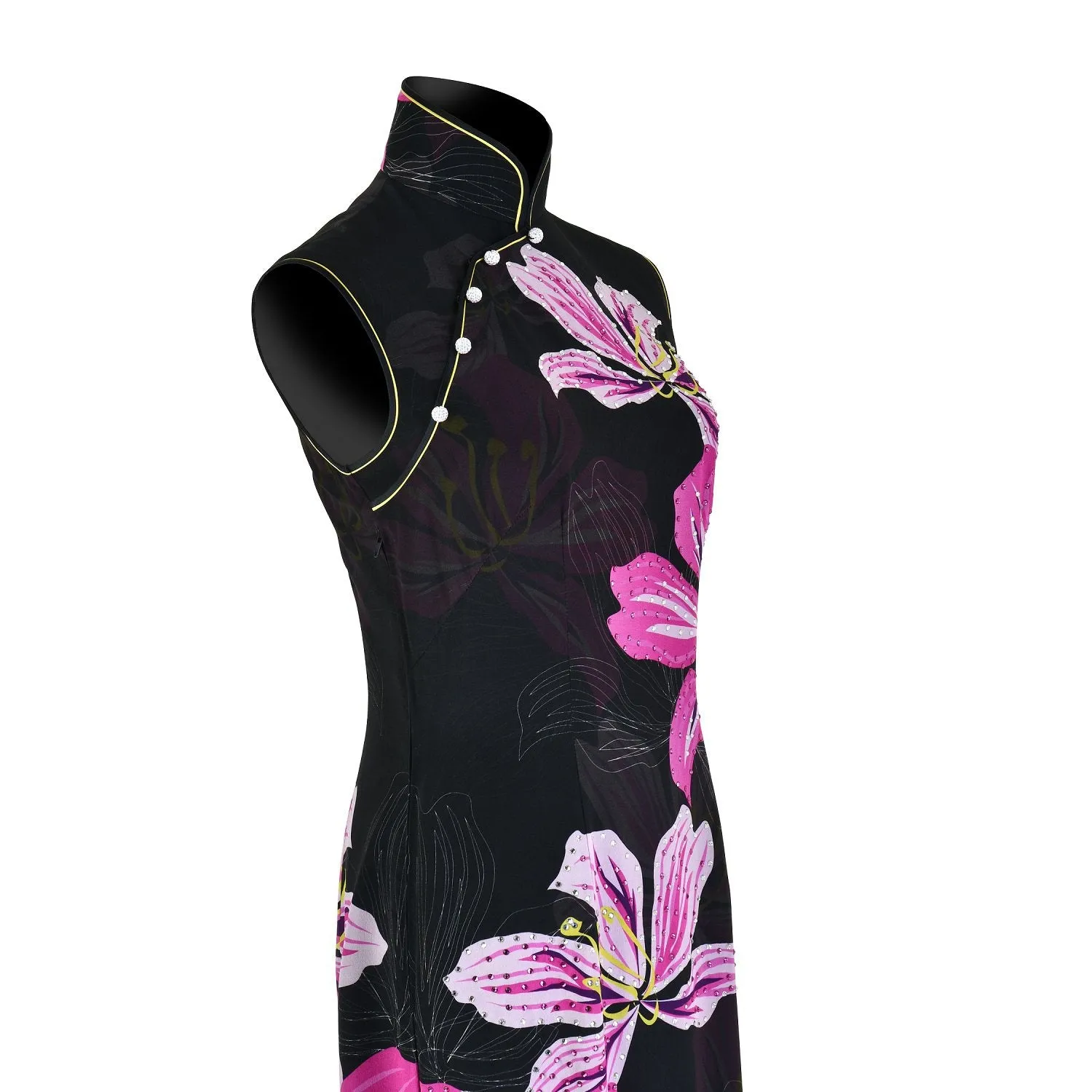 【BAUHINIA】Masterpiece Collection Haute Couture 100% Silk Cheongsam with Crystals (Sleeveless / Tailored Fit)