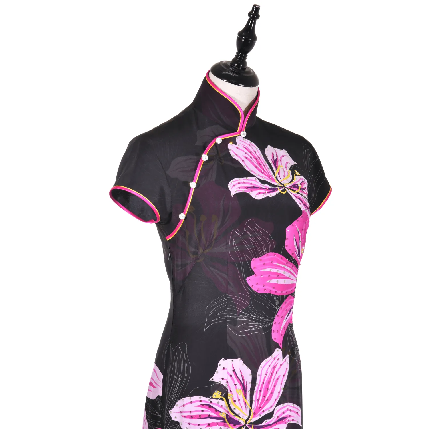 【BAUHINIA】Masterpiece Collection Haute Couture 100% Silk Crystal Cheongsam (Cap Sleeve/Tailored Fit)