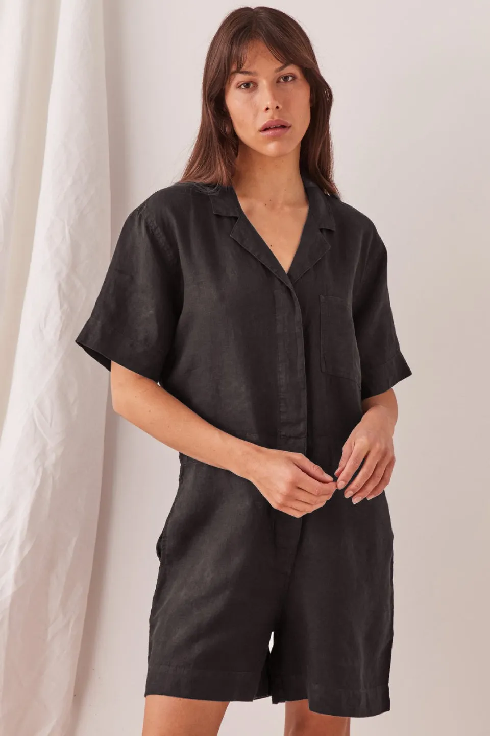 Blair Linen Black Playsuit