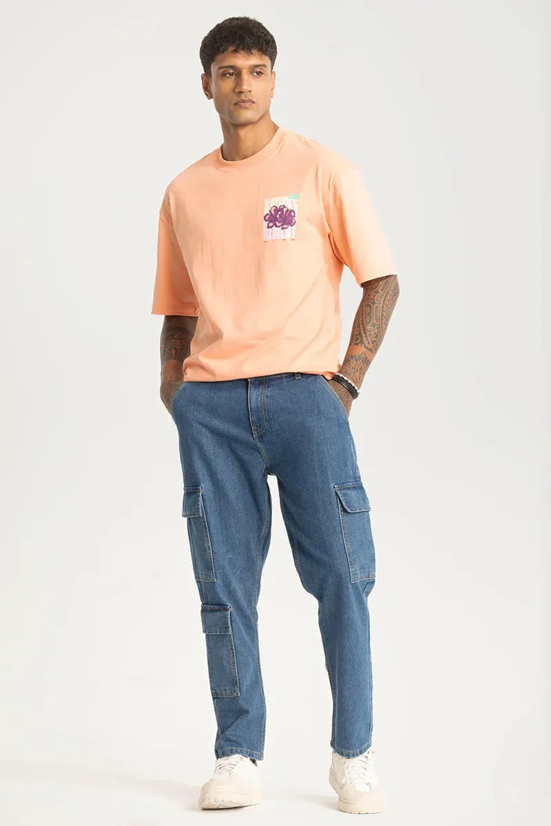 Blue Baggy Fit Cargo Jeans