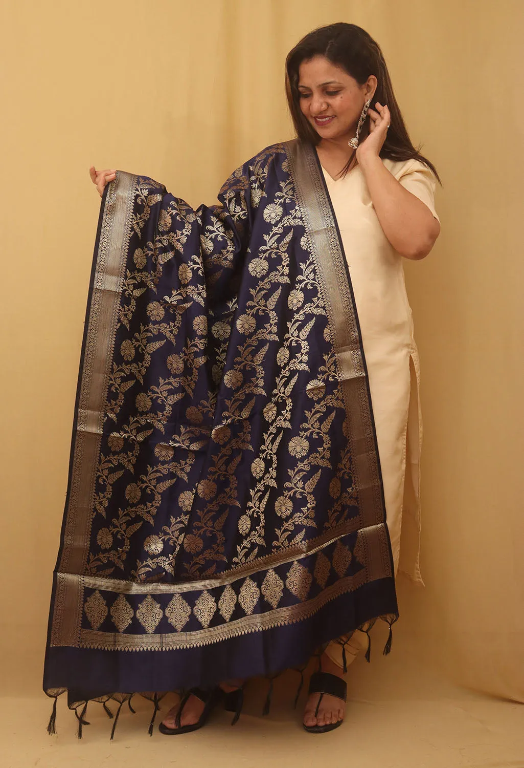 Blue Banarasi Silk Dupatta