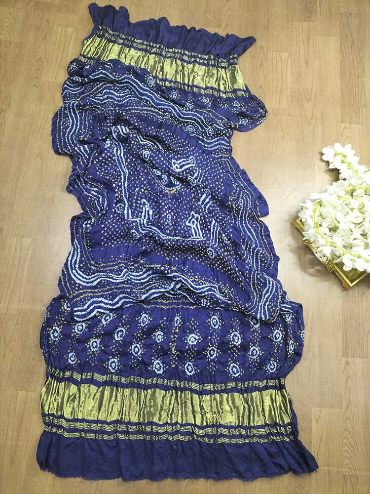 Blue Bandhani Gajji Silk Dupatta