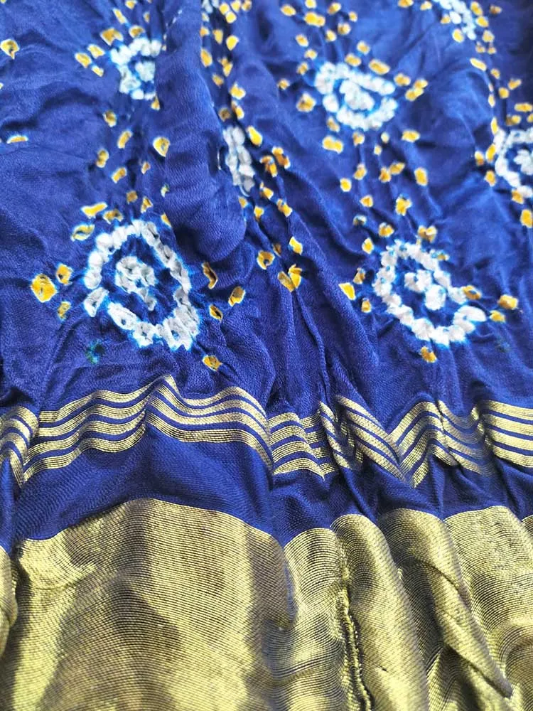 Blue Bandhani Gajji Silk Dupatta