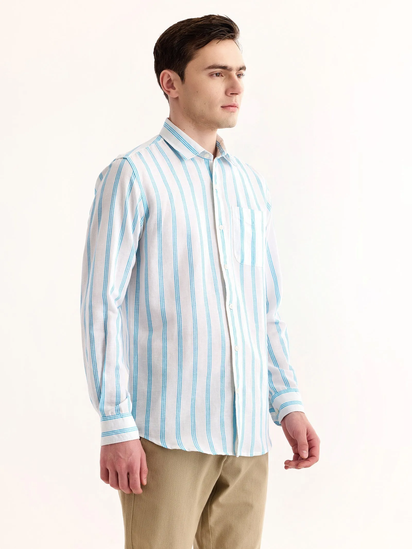 Blue Striped Linen Shirt