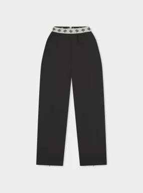 BRANDED WAISTBAND TAILORED PANT - BLACK