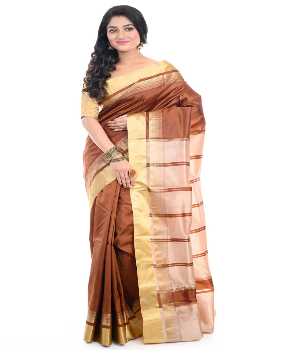 Brown handwoven garad silk saree