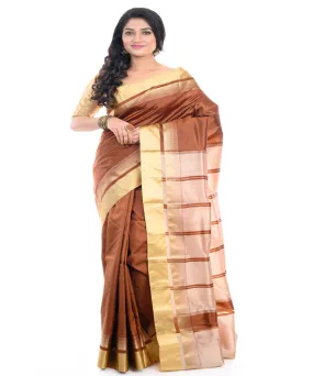 Brown handwoven garad silk saree