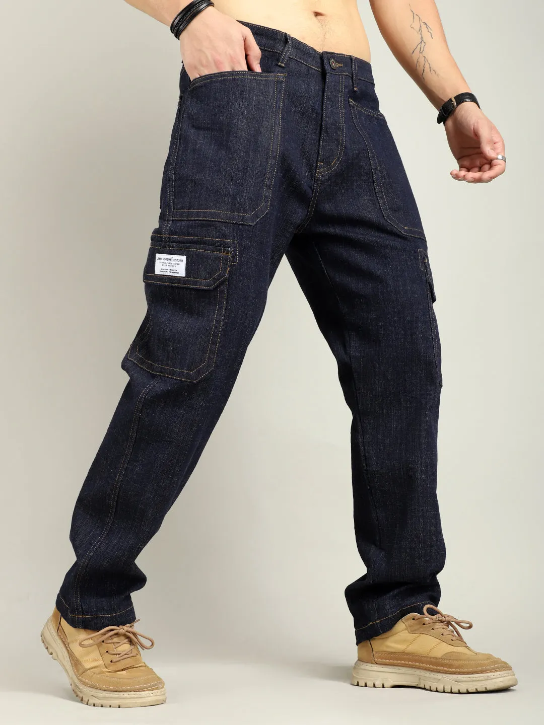 Buzzer Blue Baggy Fit Denim Cargo