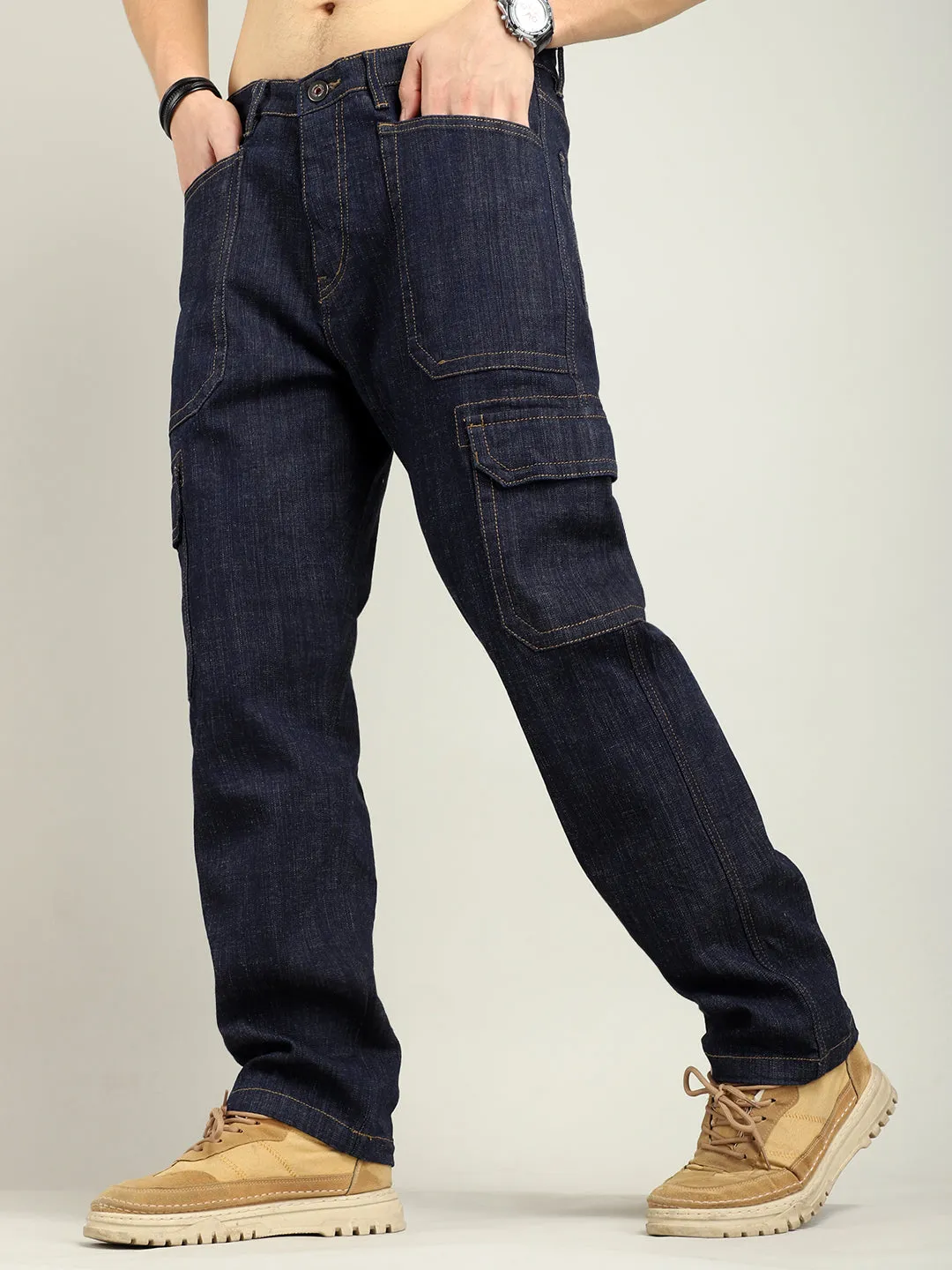 Buzzer Blue Baggy Fit Denim Cargo