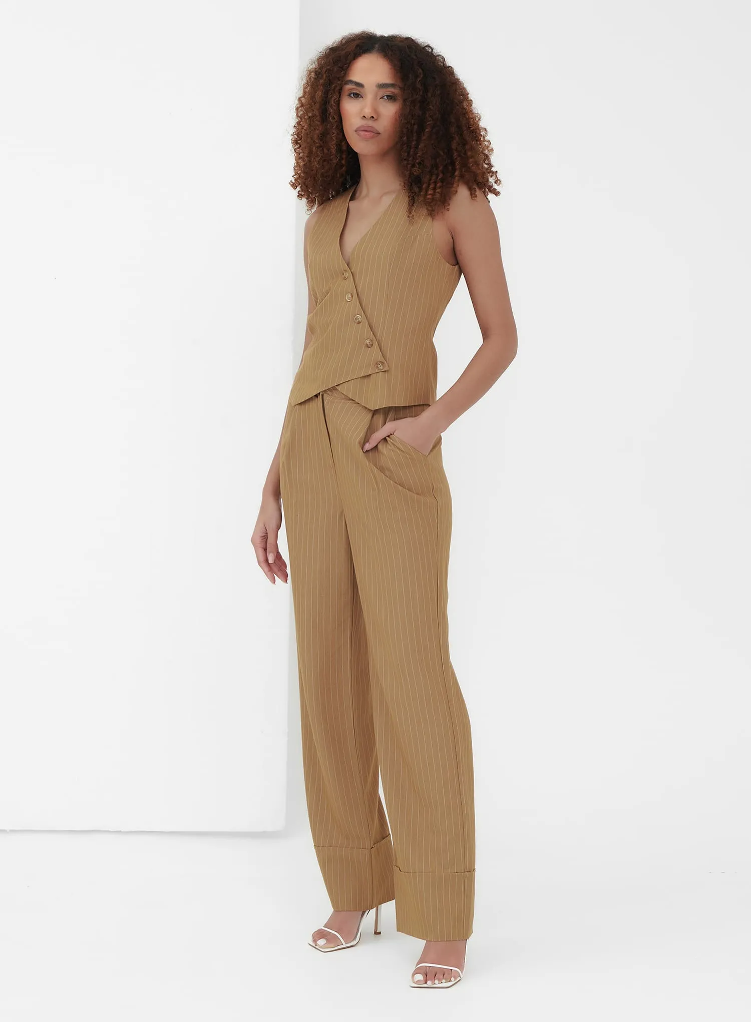 Caramel Tailored Wide Leg Trouser - Terra