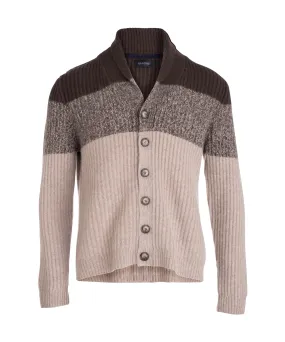 Marled Striped Cashmere Shawl Cardigan