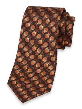 Circles Woven Silk Tie - Brown