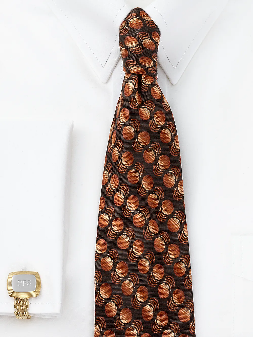 Circles Woven Silk Tie - Brown