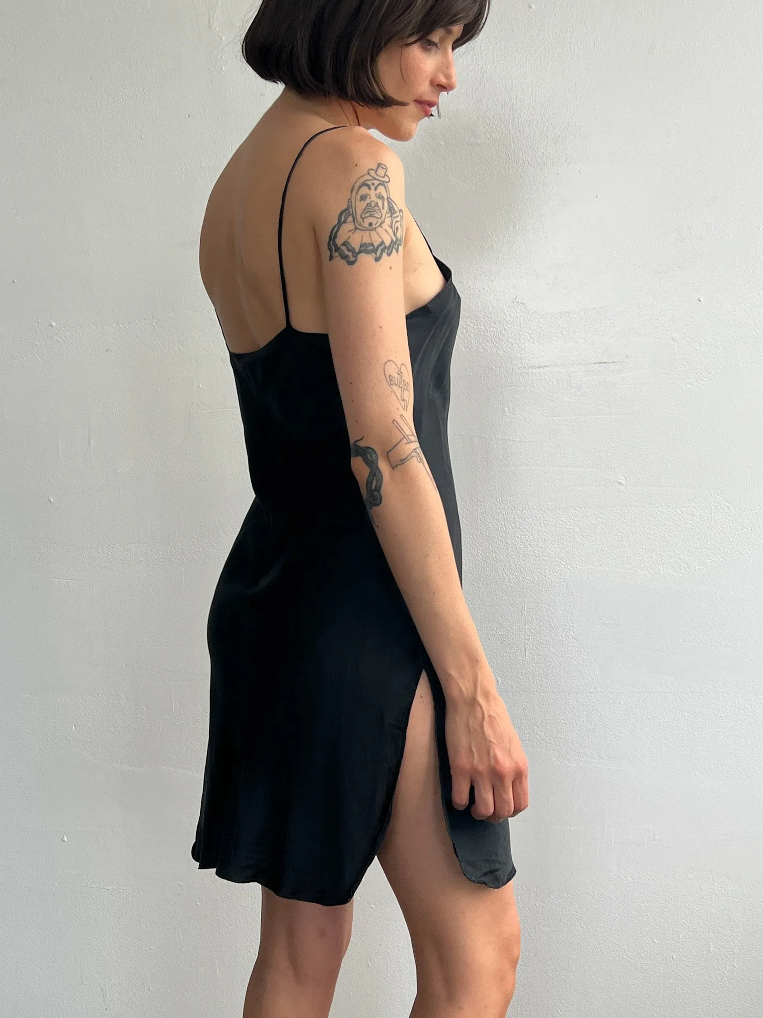 Classic Black Silk Slipdress (S)