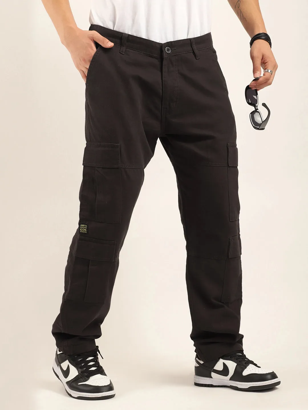 Coffee Cotton Drill Baggy Fit 8 pocket Cargo