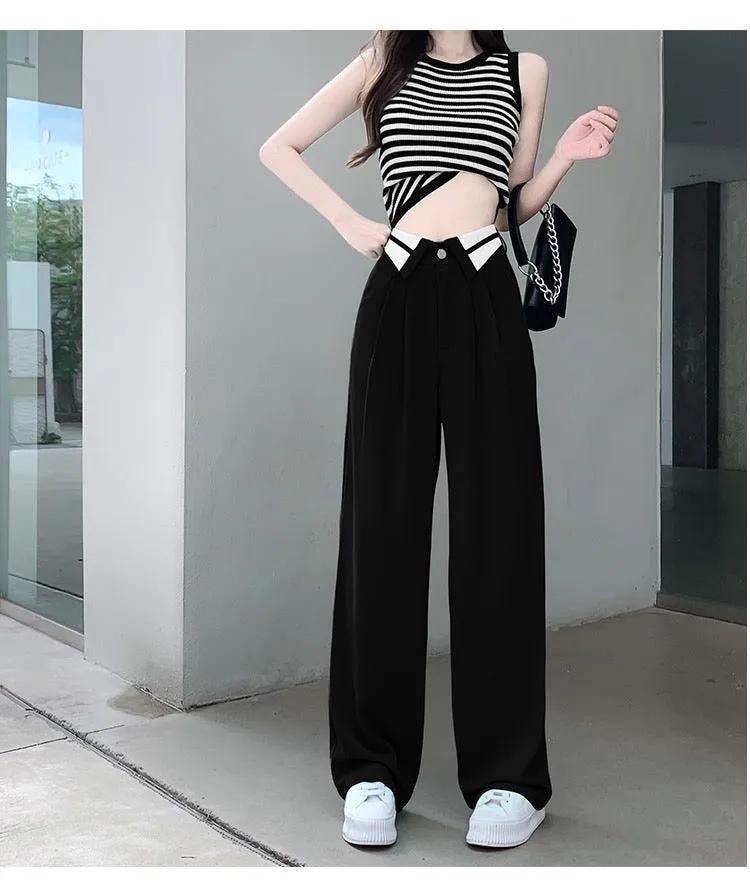 Collar Belt Korean Baggy Pant