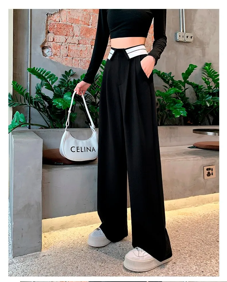 Collar Belt Korean Baggy Pant