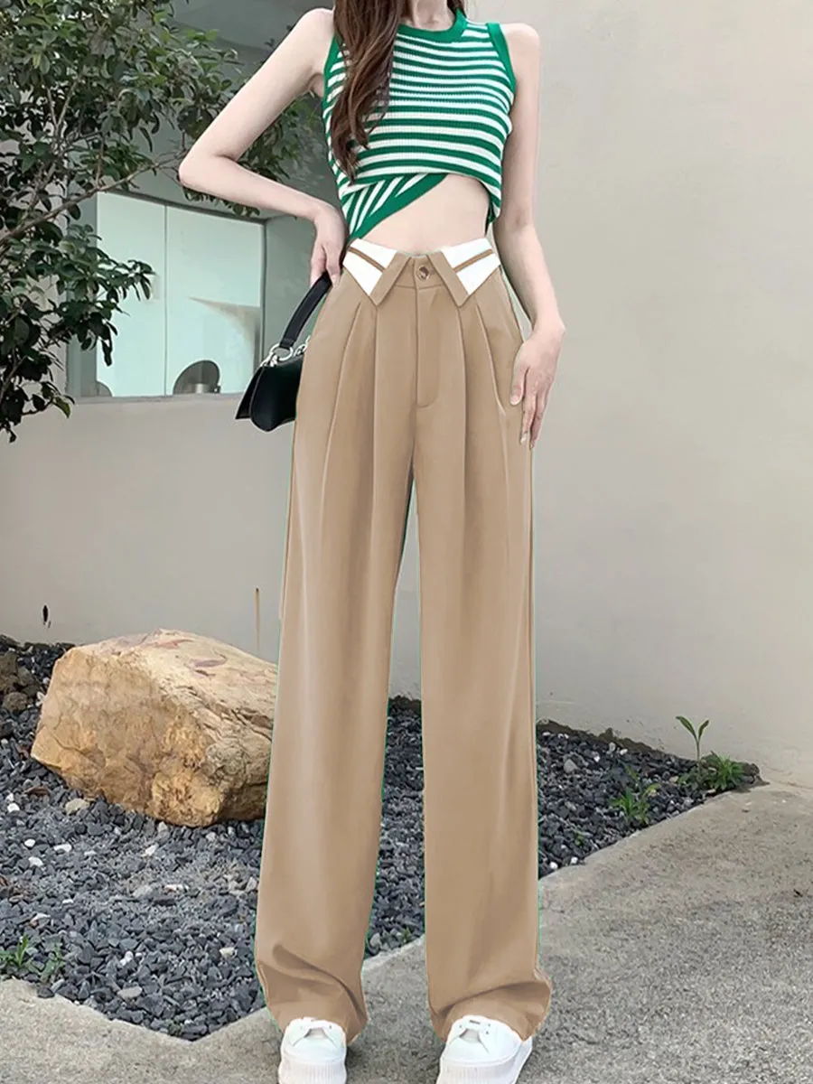 Collar Belt Korean Baggy Pant