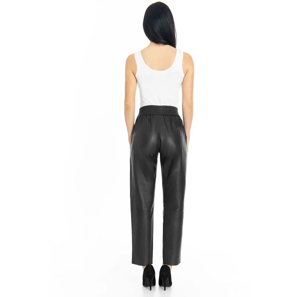 Cool Belle leather baggy pants / 50646 - Black (Nero)