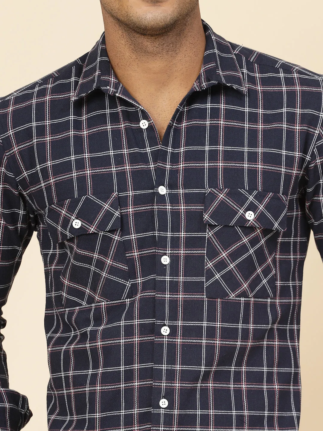 Cotton Checks Tailored Utility Shirt